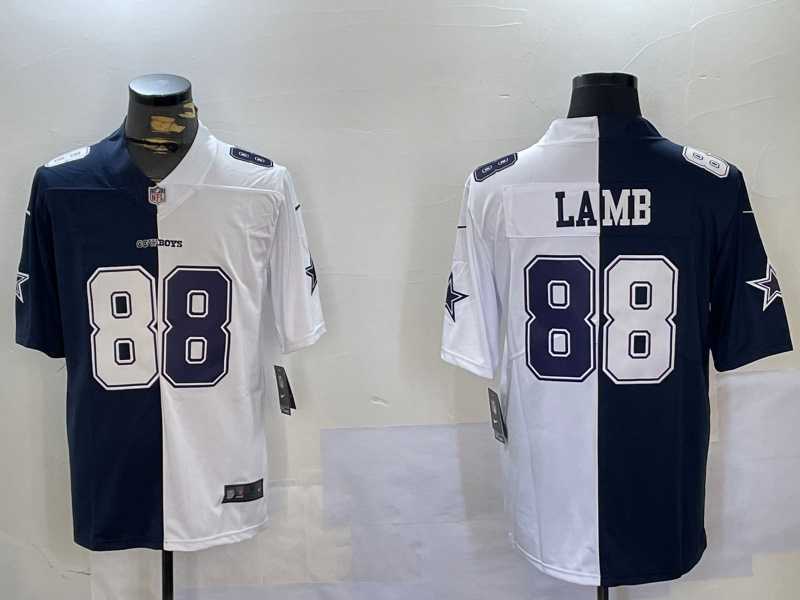 Mens Dallas Cowboys #88 CeeDee Lamb Navy And White Split Stitched Jersey Dzhi